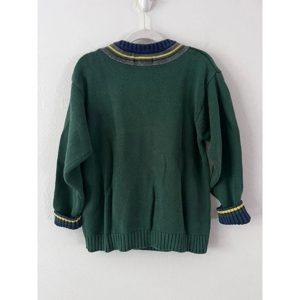 Gymboree‎ Vintage Cotton V-Neck Sweater Green Preppy Classic Boys size XL